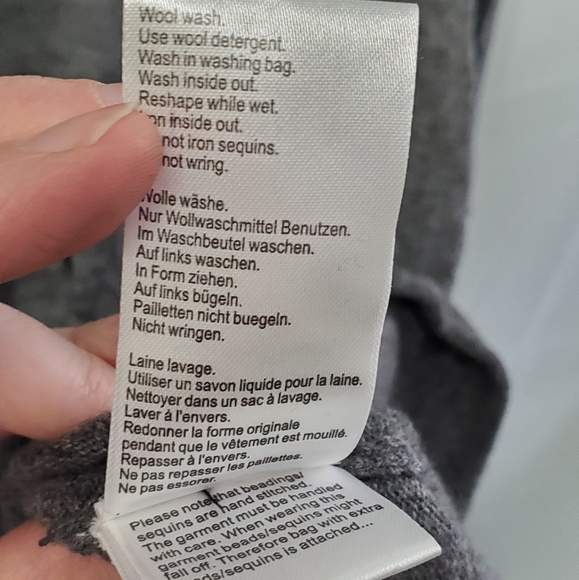 Day Birger Et Mikkelsen Oversized Gray Sweater Dress w/ Beading Studs Shoulders - Picture 12 of 13